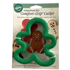 WILTON Cookie Cutter Gingerbread Boy / Ghost Comfort-Grip Oversized Green Silver